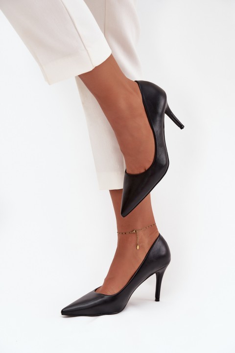 Moteriški aukštakulniai iš eko odos, juodos spalvos, Sivana