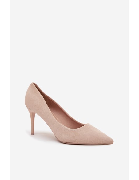 Women's heels made of eco suede beige Elvessa