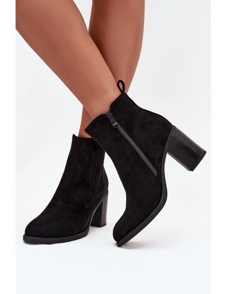 Insulated Women's Boots with Block Heel Black Brevina