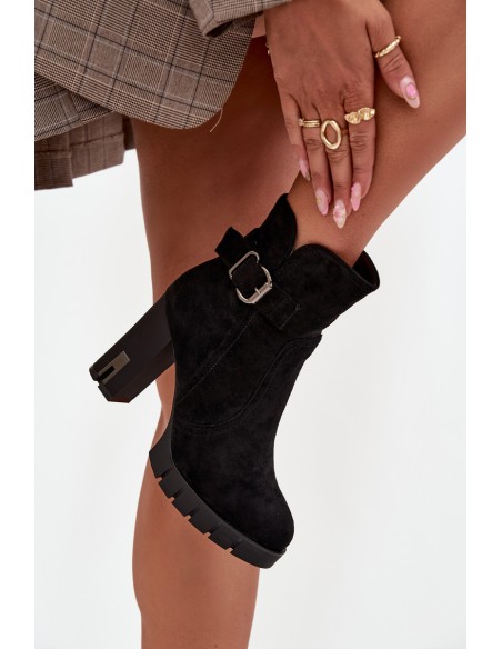 Women's heeled ankle boots with buckle lined black Selisse