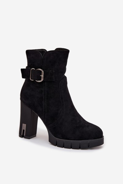 Women's heeled ankle boots with buckle lined black Selisse 2