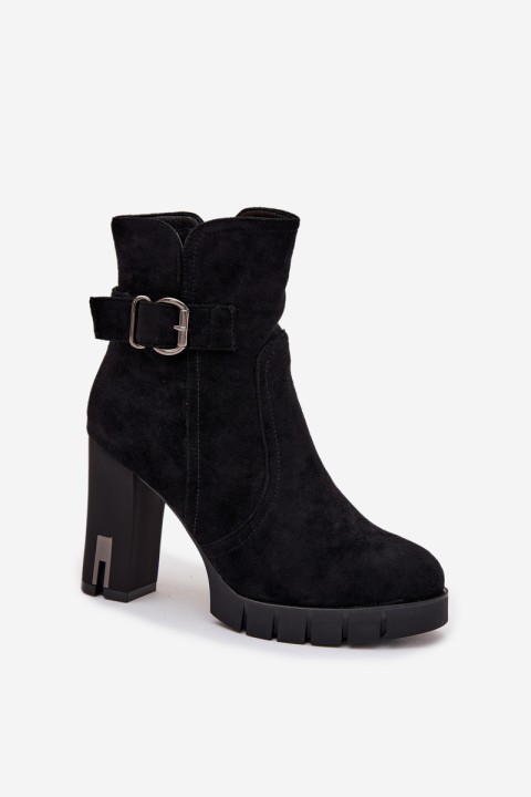Women's heeled ankle boots with buckle lined black Selisse