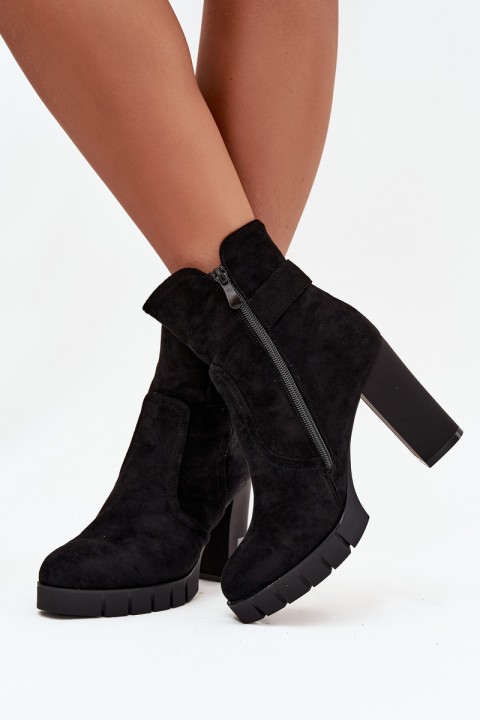 Women's heeled ankle boots with buckle lined black Selisse