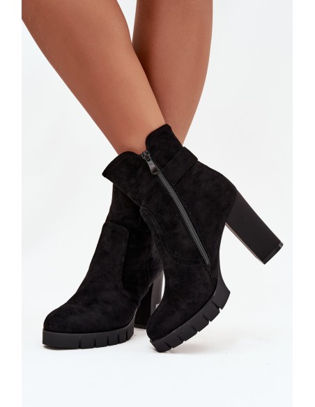 Women's heeled ankle boots with buckle lined black Selisse