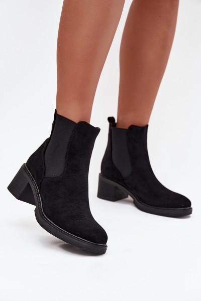 Women's Chelsea Boots on Block Heel Black Luvina