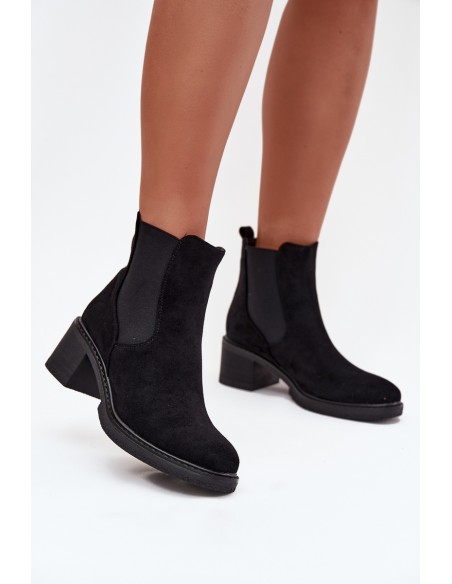 Women's Chelsea Boots on Block Heel Black Luvina