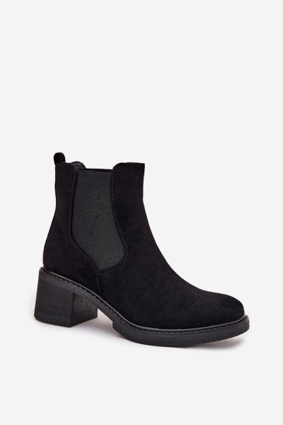 Women's Chelsea Boots on Block Heel Black Luvina 2