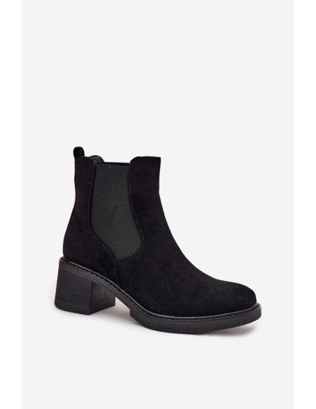 Women's Chelsea Boots on Block Heel Black Luvina