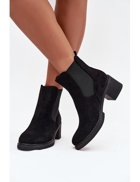 Women's Chelsea Boots on Block Heel Black Luvina