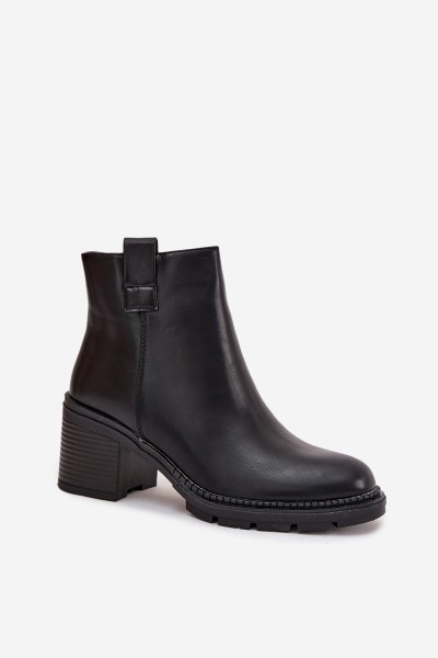 Insulated women's ankle boots made of eco leather with heel black Alvena 2