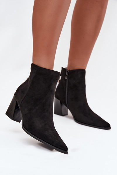 Women's heeled ankle boots with laces black Halisse