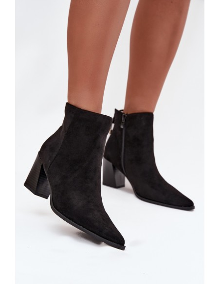 Women's heeled ankle boots with laces black Halisse