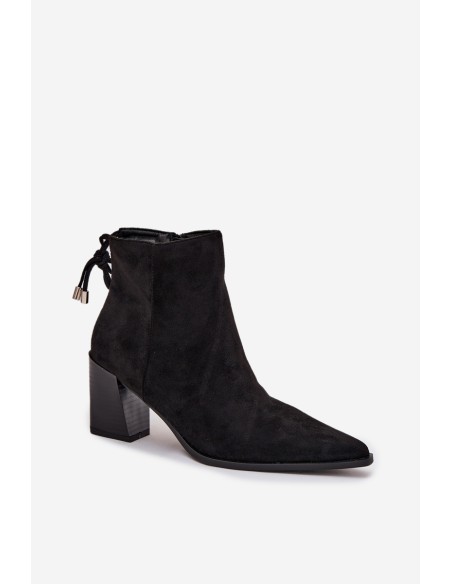 Women's heeled ankle boots with laces black Halisse