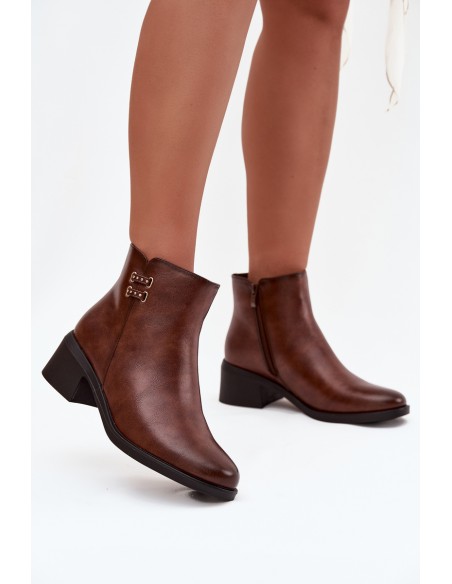 Insulated Women's Block Heel Boots Brown Delmira