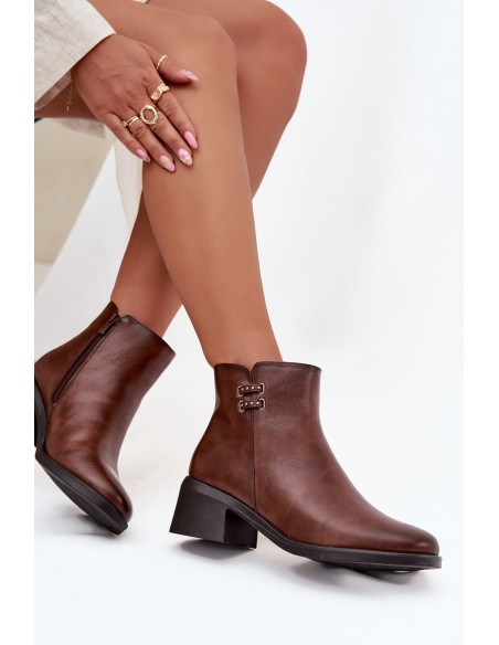 Insulated Women's Block Heel Boots Brown Delmira