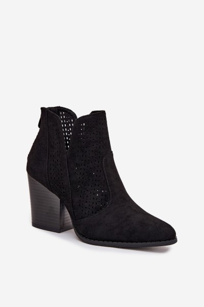 Perforated Women's Ankle Boots on Heel S.Barski HY51-060 Black 2