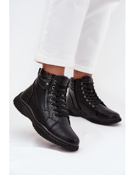 Women's Boots with Warm Lining Made of Eco Leather Black Ulverina