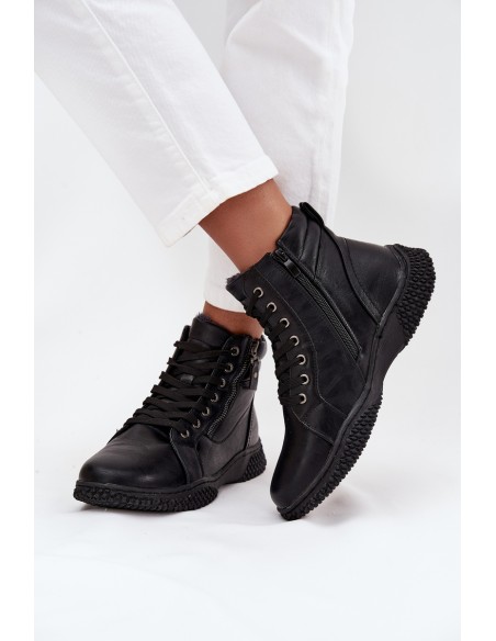 Women's Boots with Warm Lining Made of Eco Leather Black Ulverina
