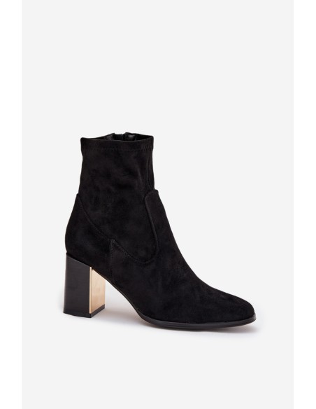 Women's heeled boots with gold element insulated black Amelisse