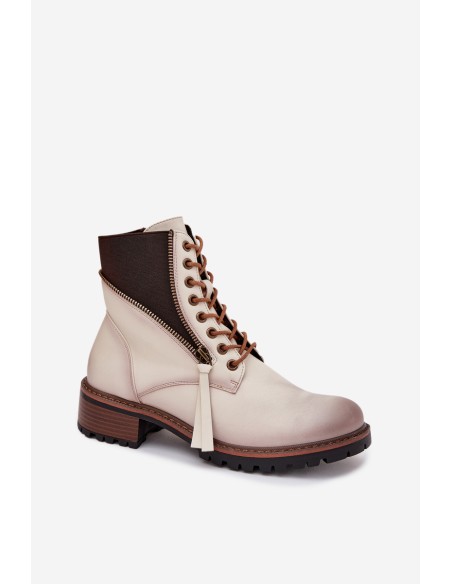 Women's insulated ankle boots on wedge Vinceza 58559 beige