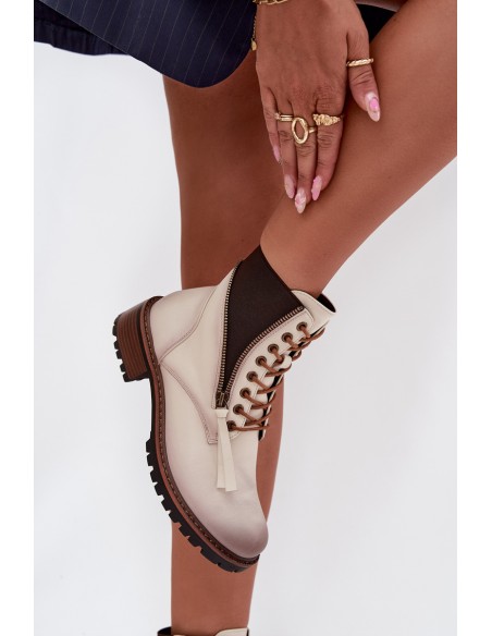 Women's insulated ankle boots on wedge Vinceza 58559 beige