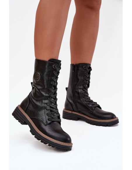 Women's work boots with decorative detail insulated black Dorialine