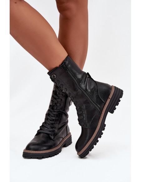 Women's work boots with decorative detail insulated black Dorialine