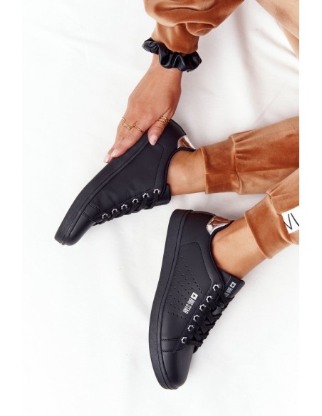 Women's Leather Sneakers BIG STAR DD274586 Black-Silver