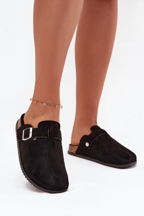 Women's Clogs On Cork Platform Silver Buckle Big Star SS274736 Black