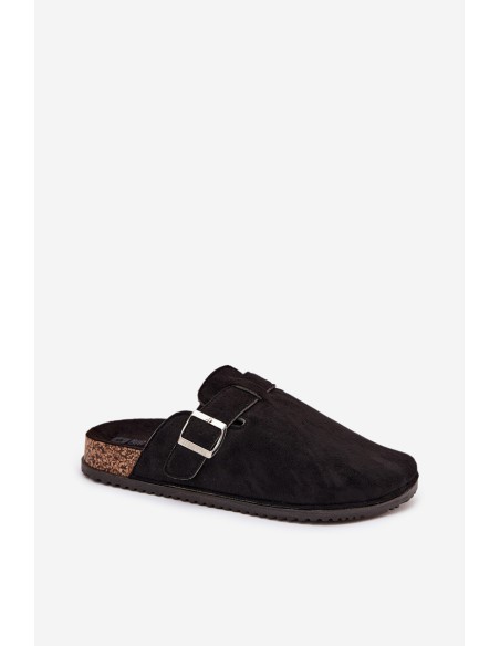 Women's Clogs On Cork Platform Silver Buckle Big Star SS274736 Black