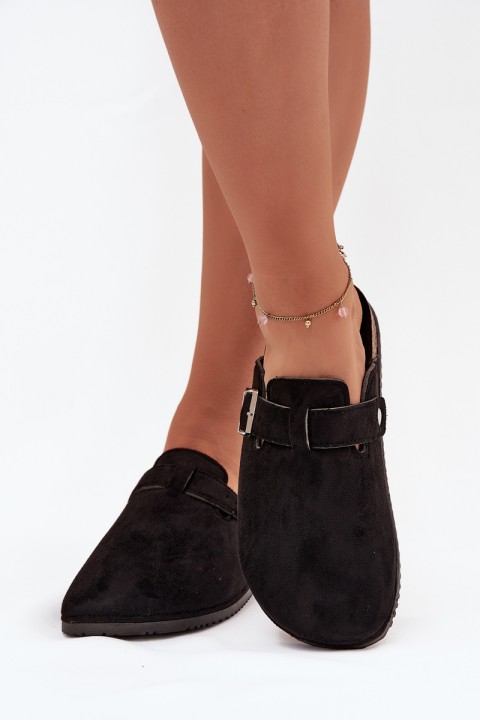 Women's Clogs On Cork Platform Silver Buckle Big Star SS274736 Black