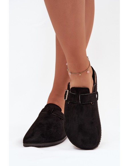 Women's Clogs On Cork Platform Silver Buckle Big Star SS274736 Black