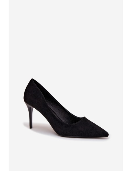 Women's heels made of eco suede Black Elvessa