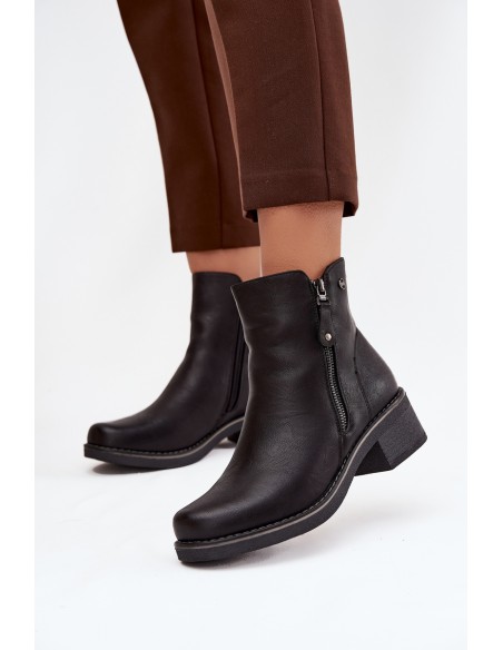 Women's Block Heel Boots with Heating Black Kalivana