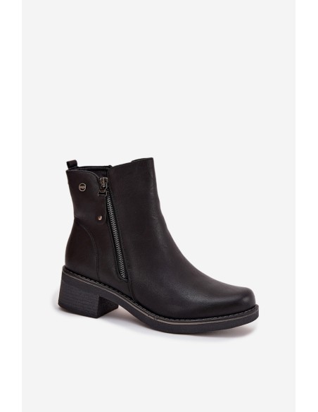 Women's Block Heel Boots with Heating Black Kalivana