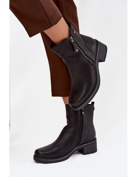 Women's Block Heel Boots with Heating Black Kalivana