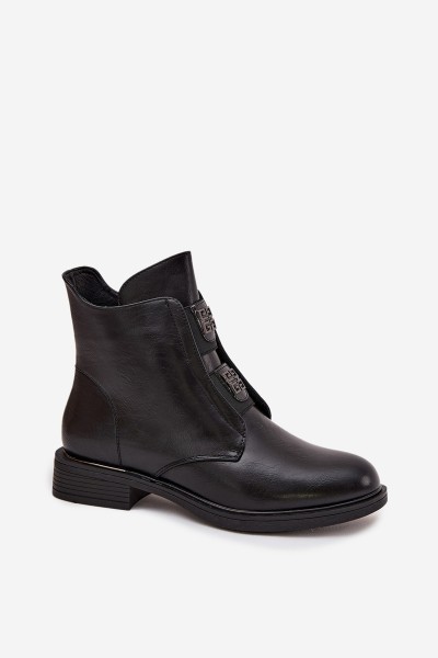 Women's Insulated Ankle Boots Low Heel Decorations Black Tavressa 2