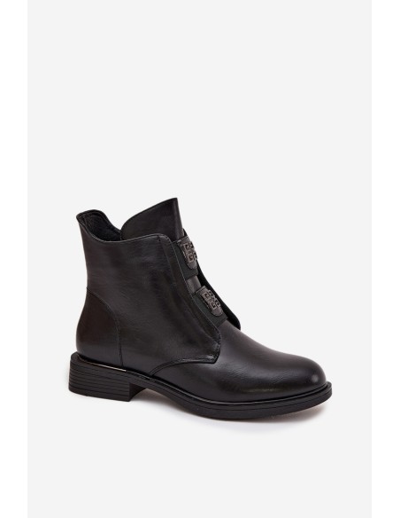 Women's Insulated Ankle Boots Low Heel Decorations Black Tavressa