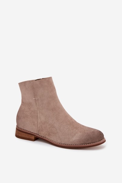 Women's Flat Heel Ankle Boots Vinceza 39961 Beige 2