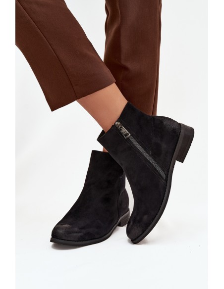 Women's Flat Heel Ankle Boots Vinceza 39961 Black