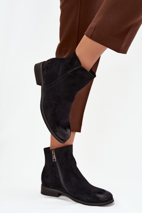 Women's Flat Heel Ankle Boots Vinceza 39961 Black