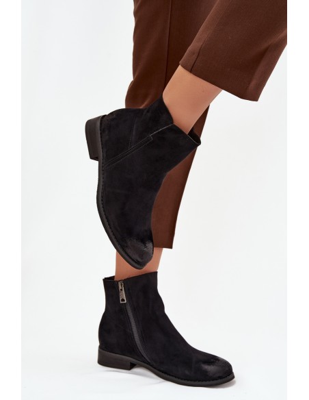 Women's Flat Heel Ankle Boots Vinceza 39961 Black