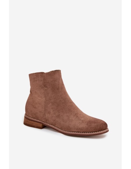 Women's Flat Heel Ankle Boots Vinceza 39961 Light Brown