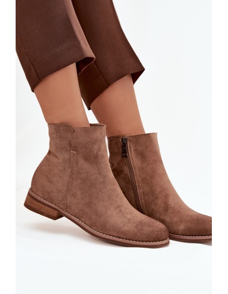 Women's Flat Heel Ankle Boots Vinceza 39961 Light Brown