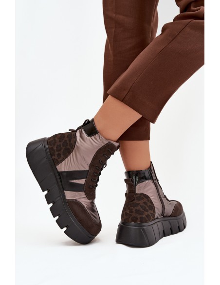 Moteriški pašiltinti aulinukai ant platformos Vinceza 58562 rudi