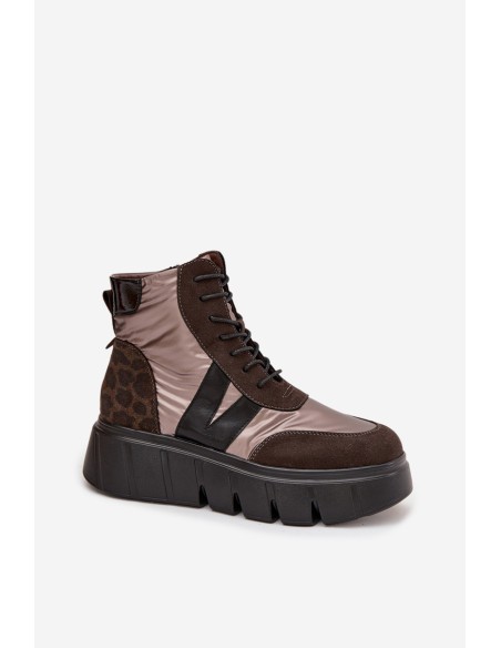 Women's Insulated Ankle Boots on Platform Vinceza 58562 Brown