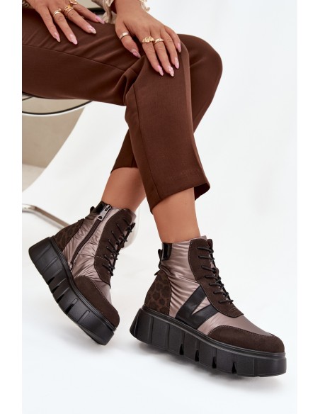 Moteriški pašiltinti aulinukai ant platformos Vinceza 58562 rudi