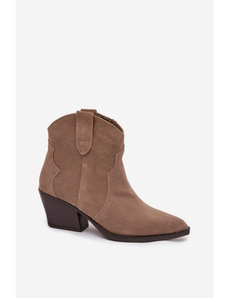 Slip-on Women's Cowboy Boots Made of Natural Suede Beige Beretta