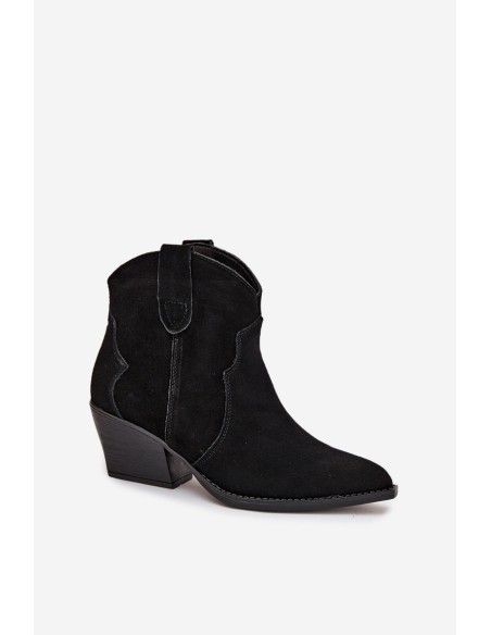 Slip-on Women's Cowboy Boots Made From Natural Suede Black Beretta