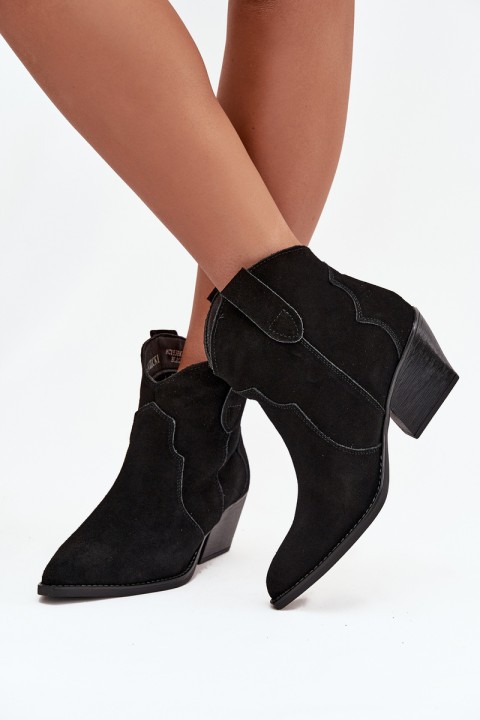 Slip-on Women's Cowboy Boots Made From Natural Suede Black Beretta